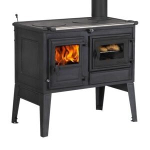 Globe Fire Atlas – Poêle à bois 7 kW en fonte avec four et plaques de cuisson