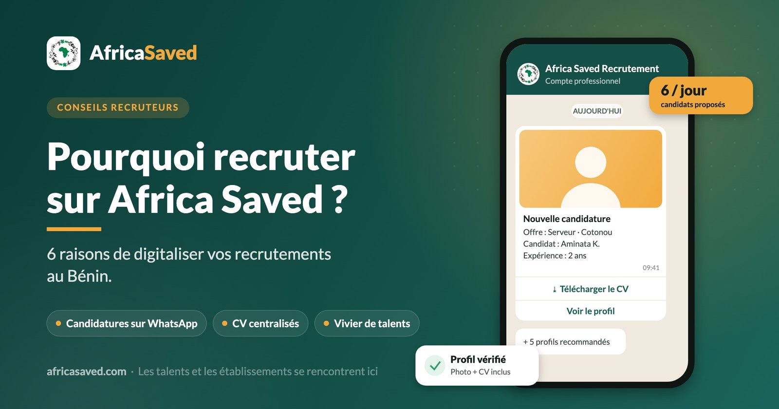 Pourquoi recruter sur Africa Saved ? 6 raisons de digitaliser vos recrutements au Bénin