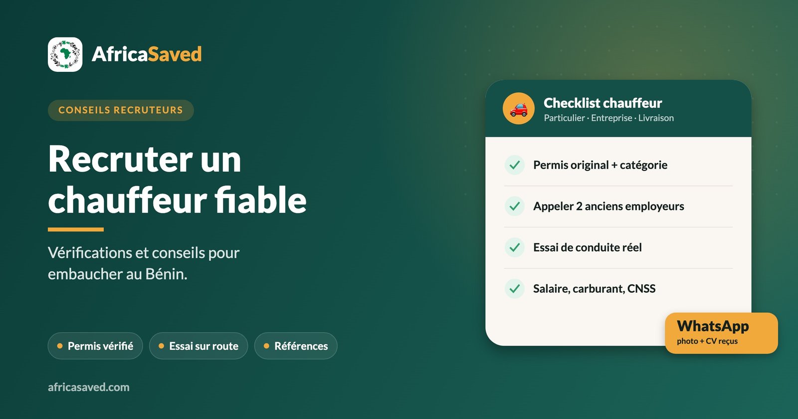 Recruter un chauffeur fiable au Bénin : vérifications et conseils